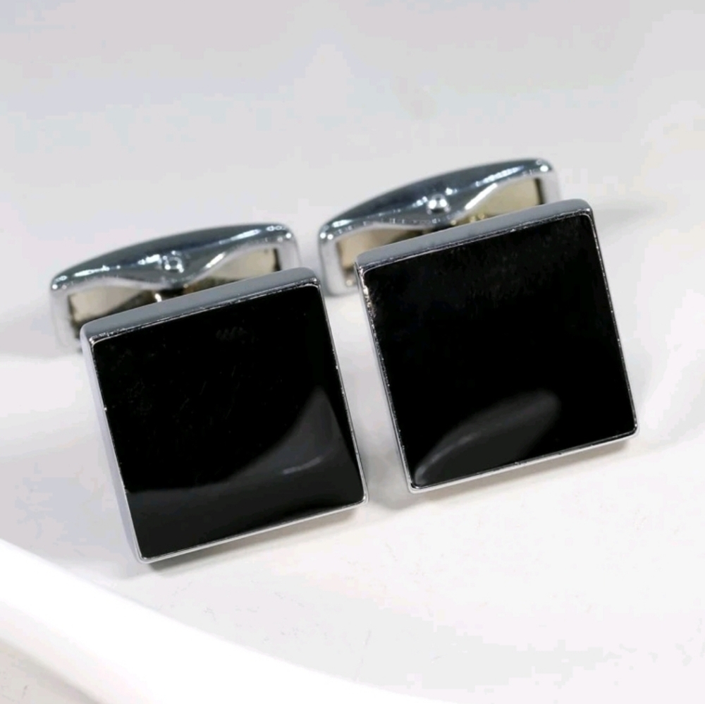 Men's Black Square Cufflinks